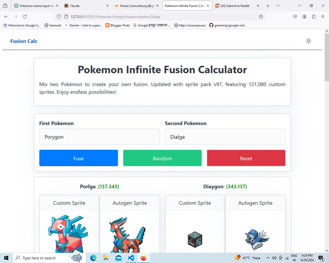 Features of the Infinite Fusion Calculator 